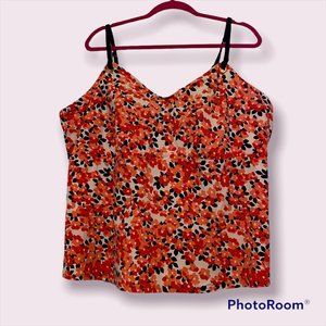 Land's End Orange and Blue Flower Tankini